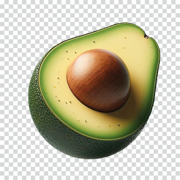 Floating sliced avocado transparent background