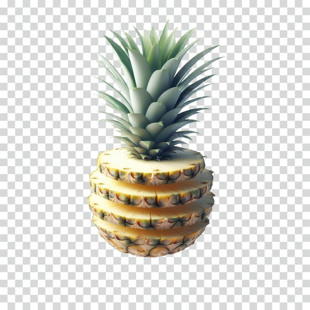 PSD floating sliced pineapple transparent background