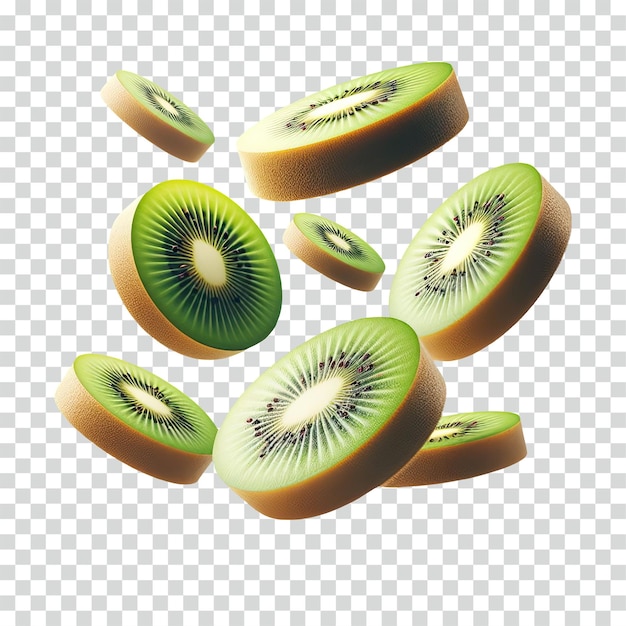 floating slices of kiwi transparent background