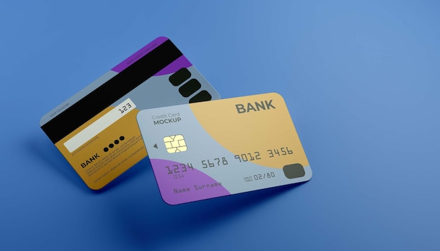 Floating two credit card mock up