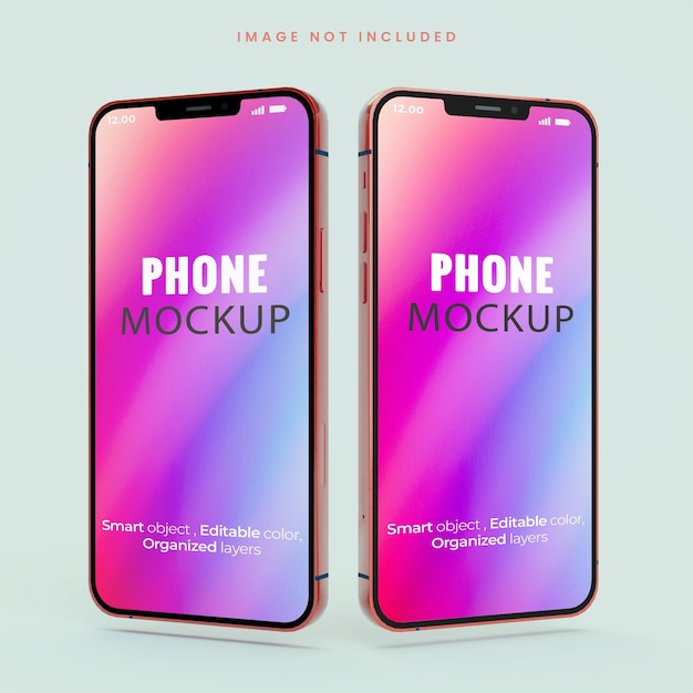 Floating two Smartphone full screen mockups