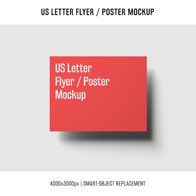 floating us letter flyer or poster mockup