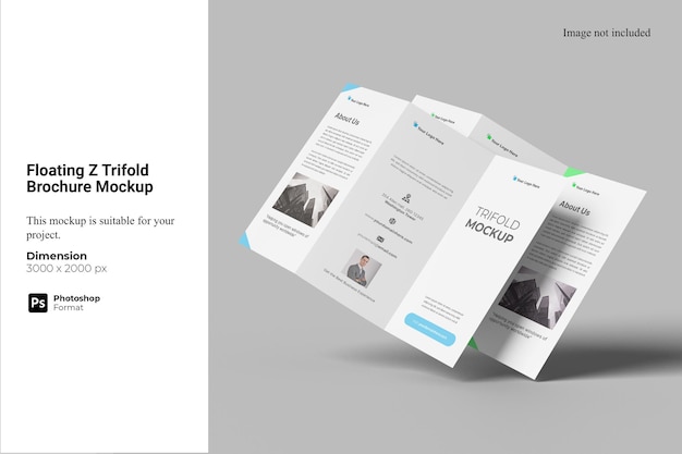 Floating Z Trifold Brochure Mockup