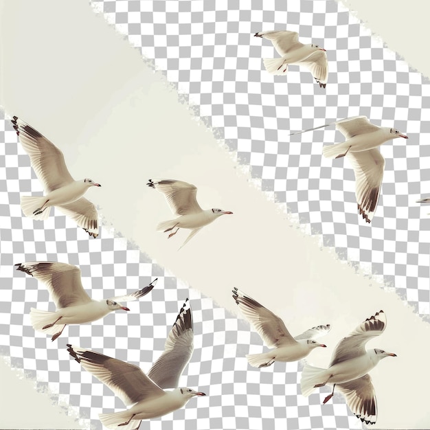 PSD a flock of birds are flying over a checkered background