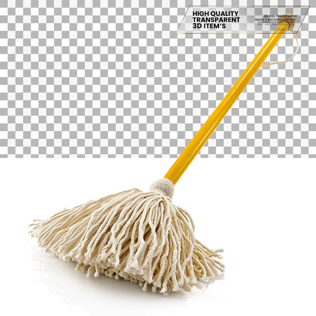 PSD floor mop a mop used for cleaning floors isolated on transparent background