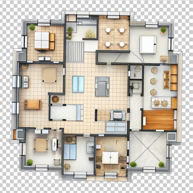 PSD floor plan 3 on transparent background