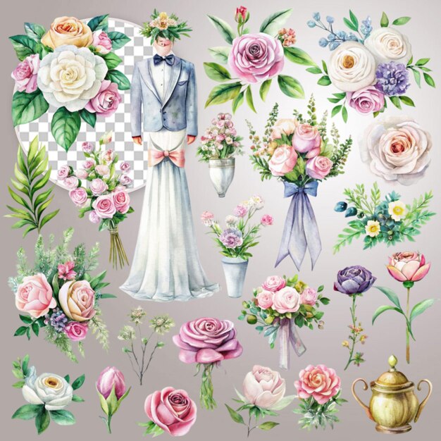 floral arrangement collection transparent background