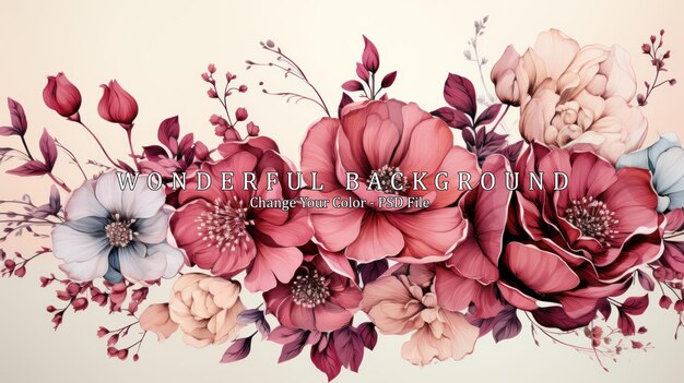 PSD floral arrangement in pink and white tones