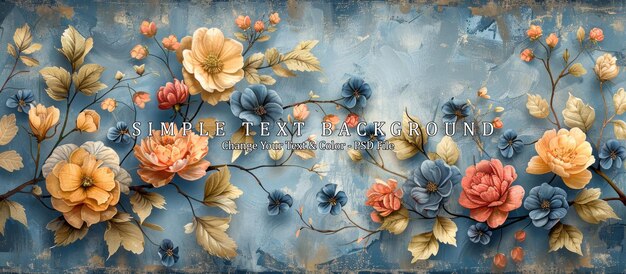 PSD floral arrangement on a textured blue background