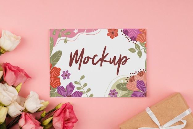 Floral arrangement with mock-up card