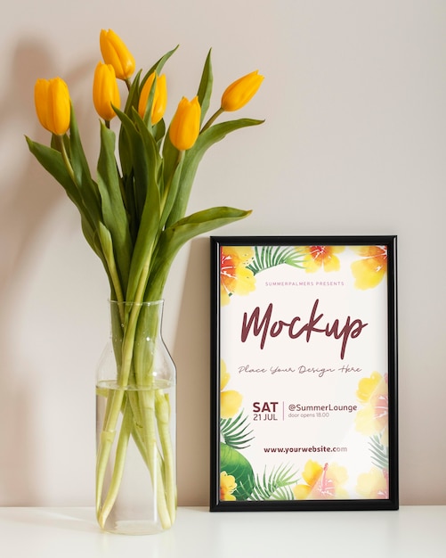 Floral arrangement with mock-up frame