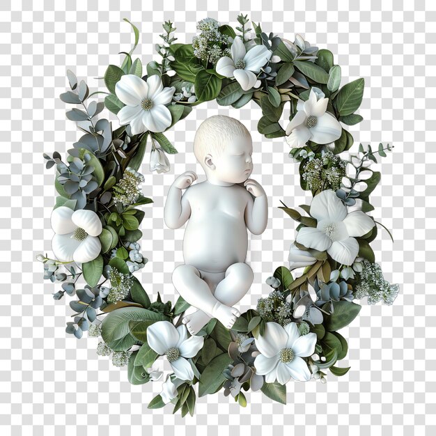 PSD floral baby boy realitic isolated on transparent background