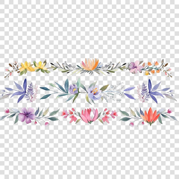 PSD floral banner set with ribbon flower elementon transparent background