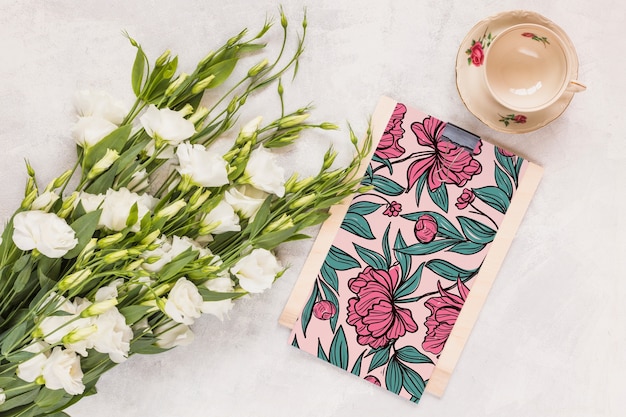 PSD floral clipboard mocku