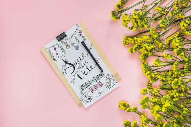 Floral clipboard mocku