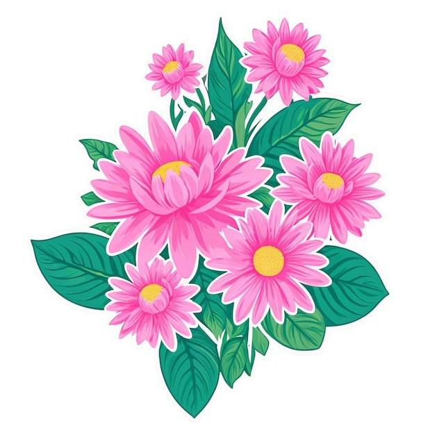 PSD floral cute sticker isolated on transparent background