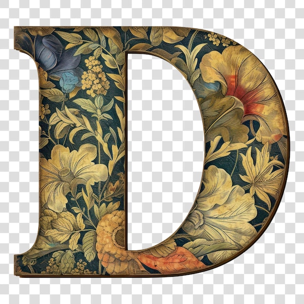 PSD floral decorative letter d