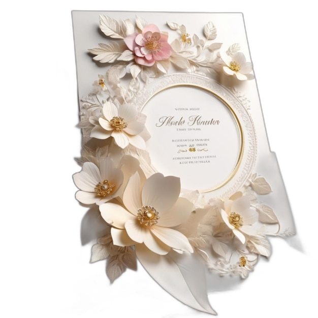 Floral design card PSD on a white background