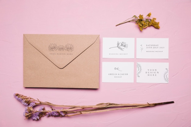 Floral design envelope mock-up