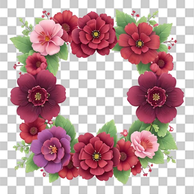 Floral flower circle Frame wreath for wedding invitations transparent background