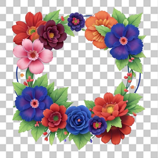 Floral flower square Frame wreath for wedding invitations and birthday card transparent background