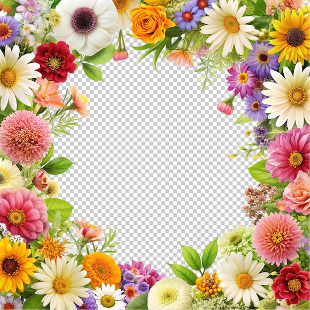 floral frame on transparent background