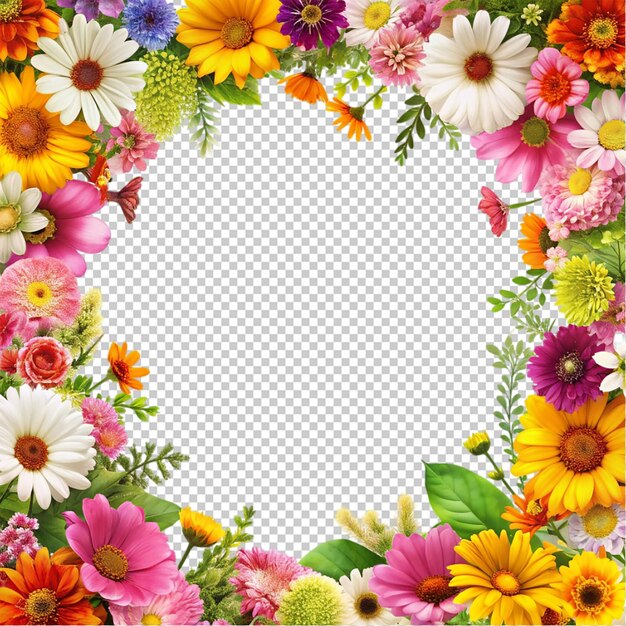 PSD floral frame on transparent background