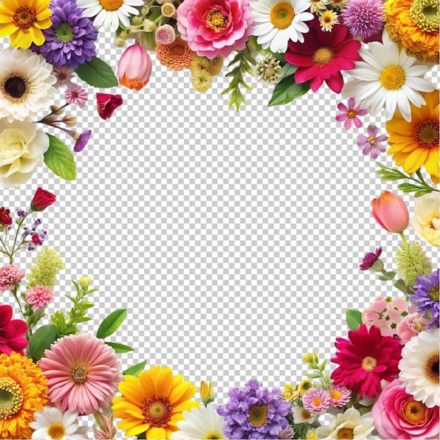 PSD floral frame on transparent background