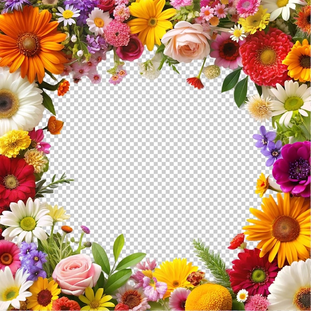 floral frame on transparent background