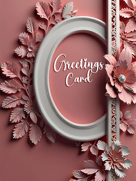 PSD floral greetings card background with editable file