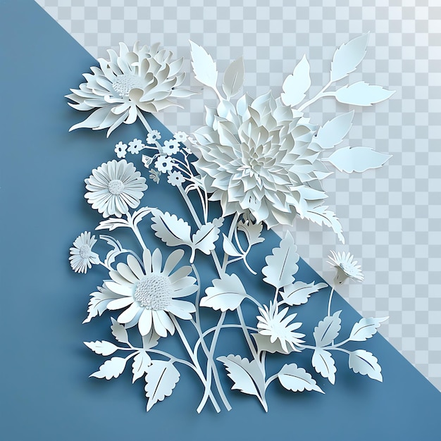 PSD floral illustration with west coast flowers and vines