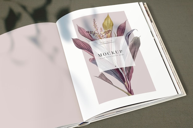 Floral magazine mockup with blank space