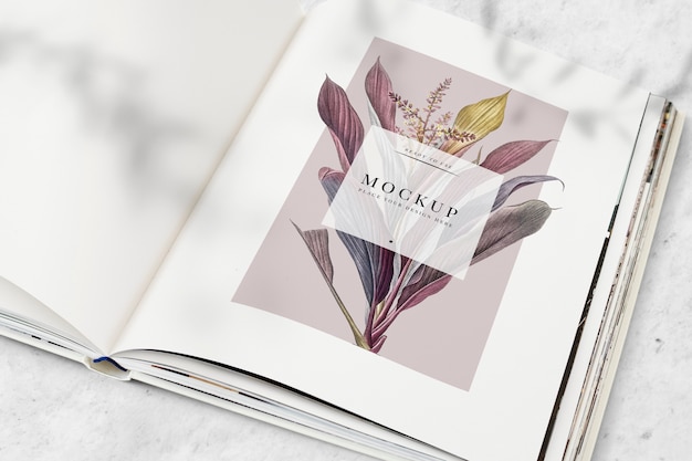 PSD floral magazine mockup with blank space