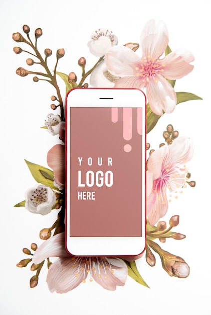 Floral mobile phone screen mockup