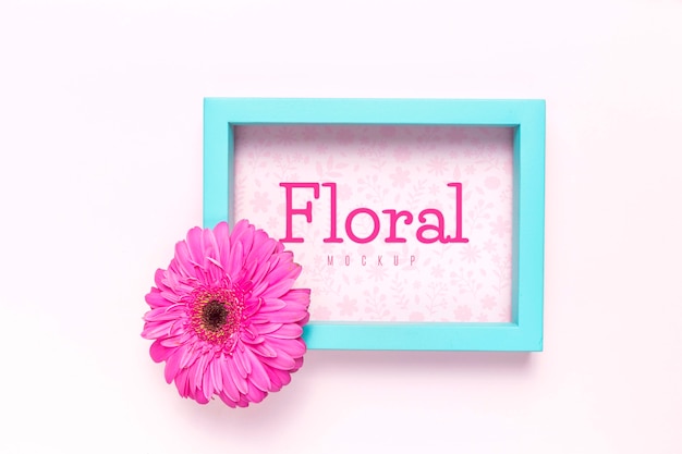 Floral mock-up with blue frame