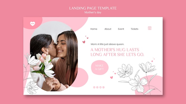 Floral mothers day landing page design template