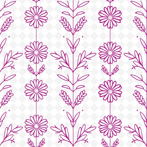 Floral Pattern With Kind of Daisy Icon and Delicate Lines Wi Nature Inspired Abstract Outline Art