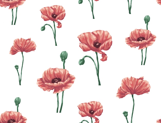 PSD a floral pattern with red flowers and green leaves