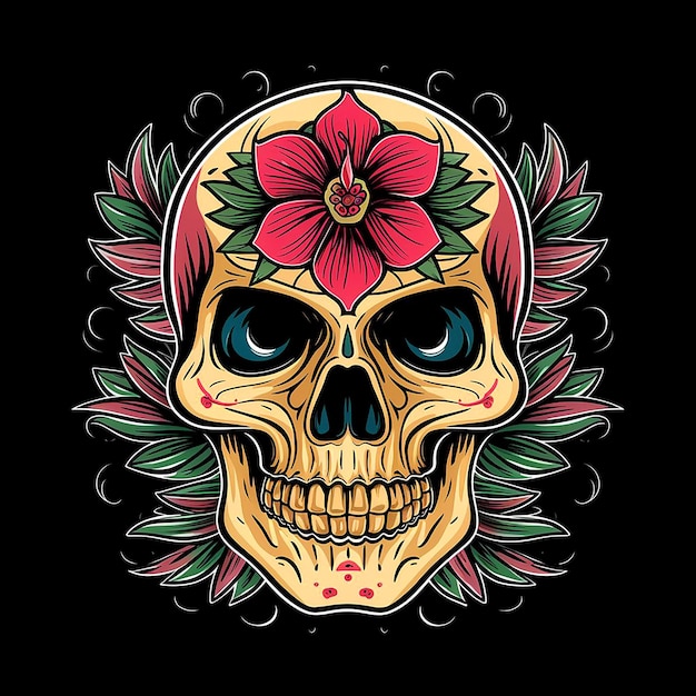 PSD floral skull design for day of the dead