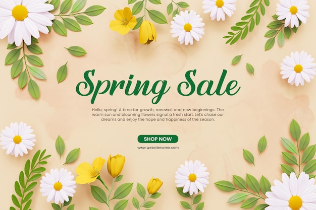 PSD floral spring sale banner design template