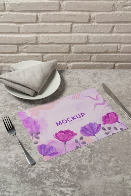 Floral table placemat mock-up design