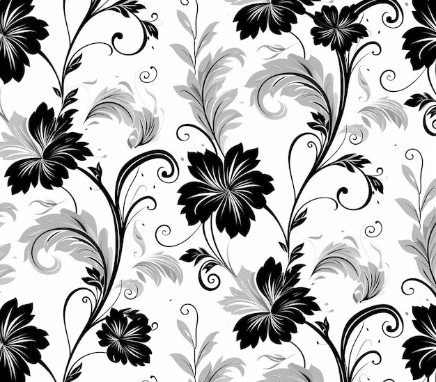 PSD floral vector pattern vector illustration flat design white background with swirls floral motif