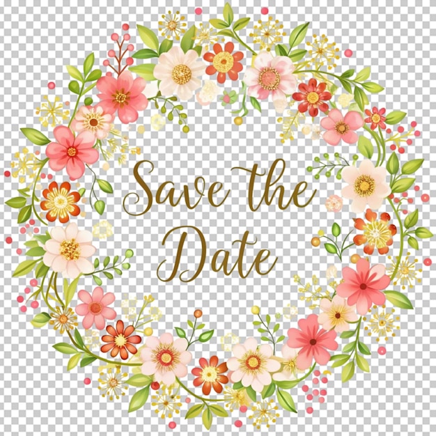 PSD floral watercolor wreath save the date