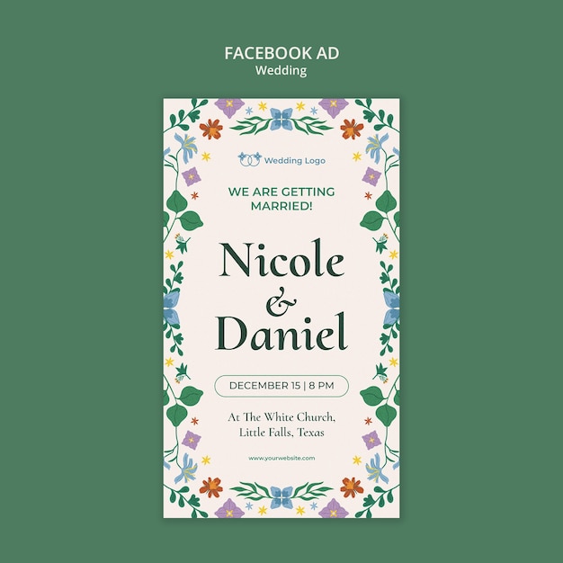 Floral wedding celebration template