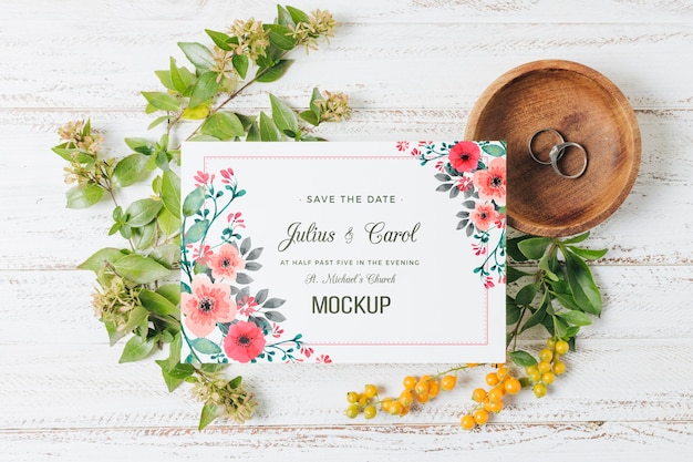 Floral wedding concept mock-up