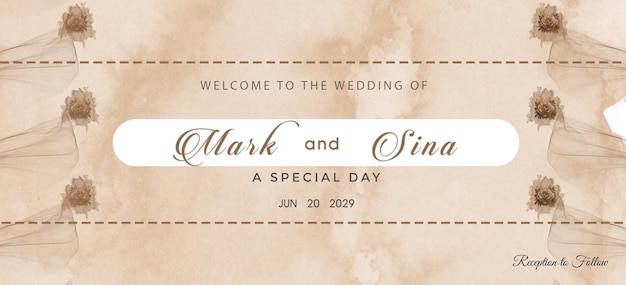 PSD floral wedding horizontal banner