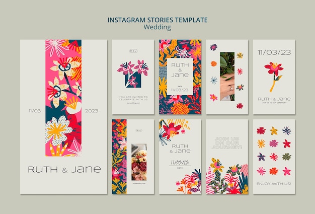 Floral wedding instagram stories collection