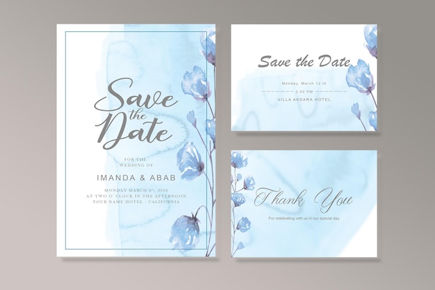 Floral Wedding Invitation card save the date thank you psd