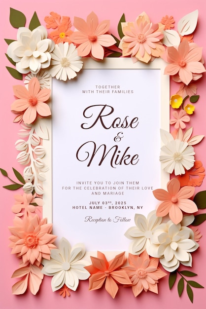 Floral wedding invitation greeting card elegant vintage style