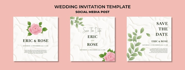 Floral Wedding Invitation Social Media Post Template